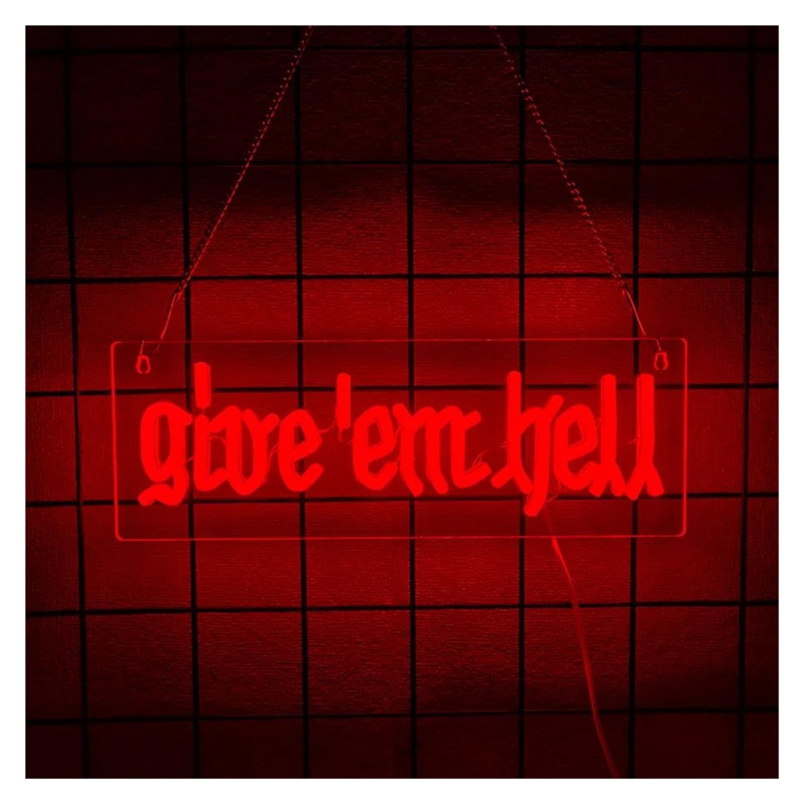 SHOUXI Sign Lamp Give'em Hell Neon Sign Light for Man Cave Beer Bar Game Room Club Living Room Birthday Party Wall Decor 34cmx12cm