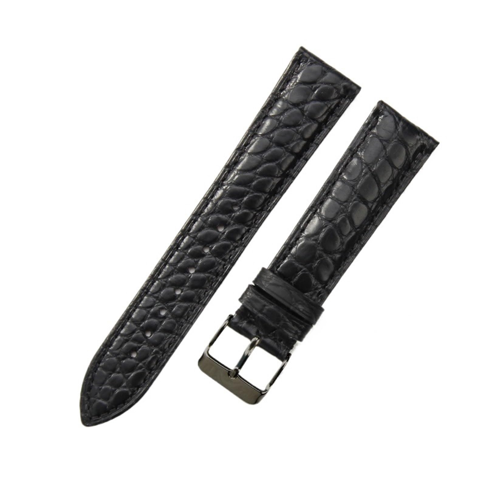 Generico Męski i damski pasek do zegarka z prawdziwej skóry z klamrą igłową do MasterWatchband (Black-Black-K1.20mm)