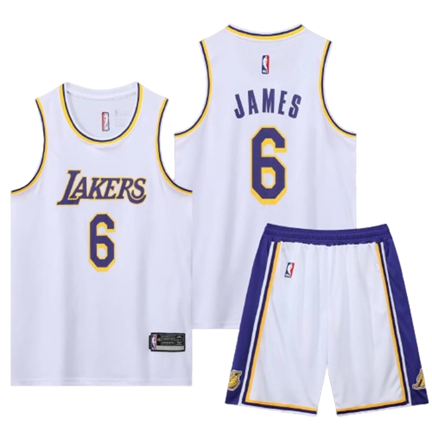 AASHRAY Lakers Boys Youth Mens Icon Edition Swingman Jersey with Shorts Player Version Quality Sleeveless Tshirt Rib Round Neck with All Logos & Badges-image-27