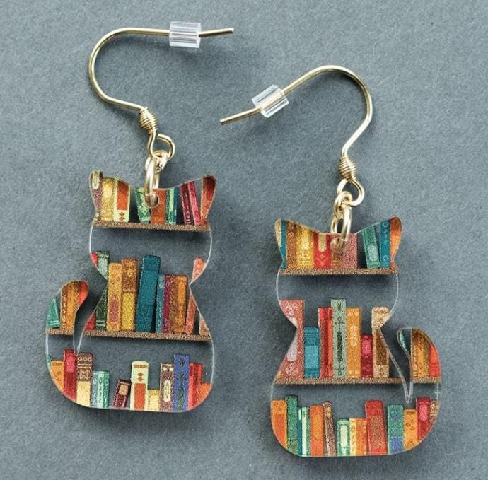 Cat Book Earrings for Women,Dog Dinosaur Animal Cartoon Acrylic Hypoallergenic Lightweight Cute Water Drop Earrings for Jewelry3