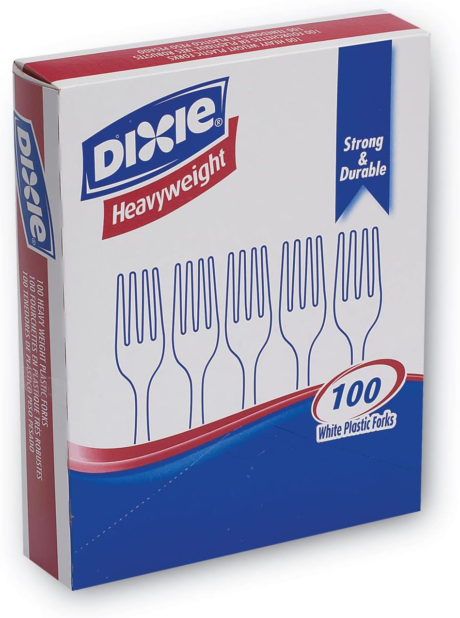 Plastic Cutlery, Heavyweight Forks, White, 100/Box, Sold as 1 Box, 5PACK , Total 5 Box