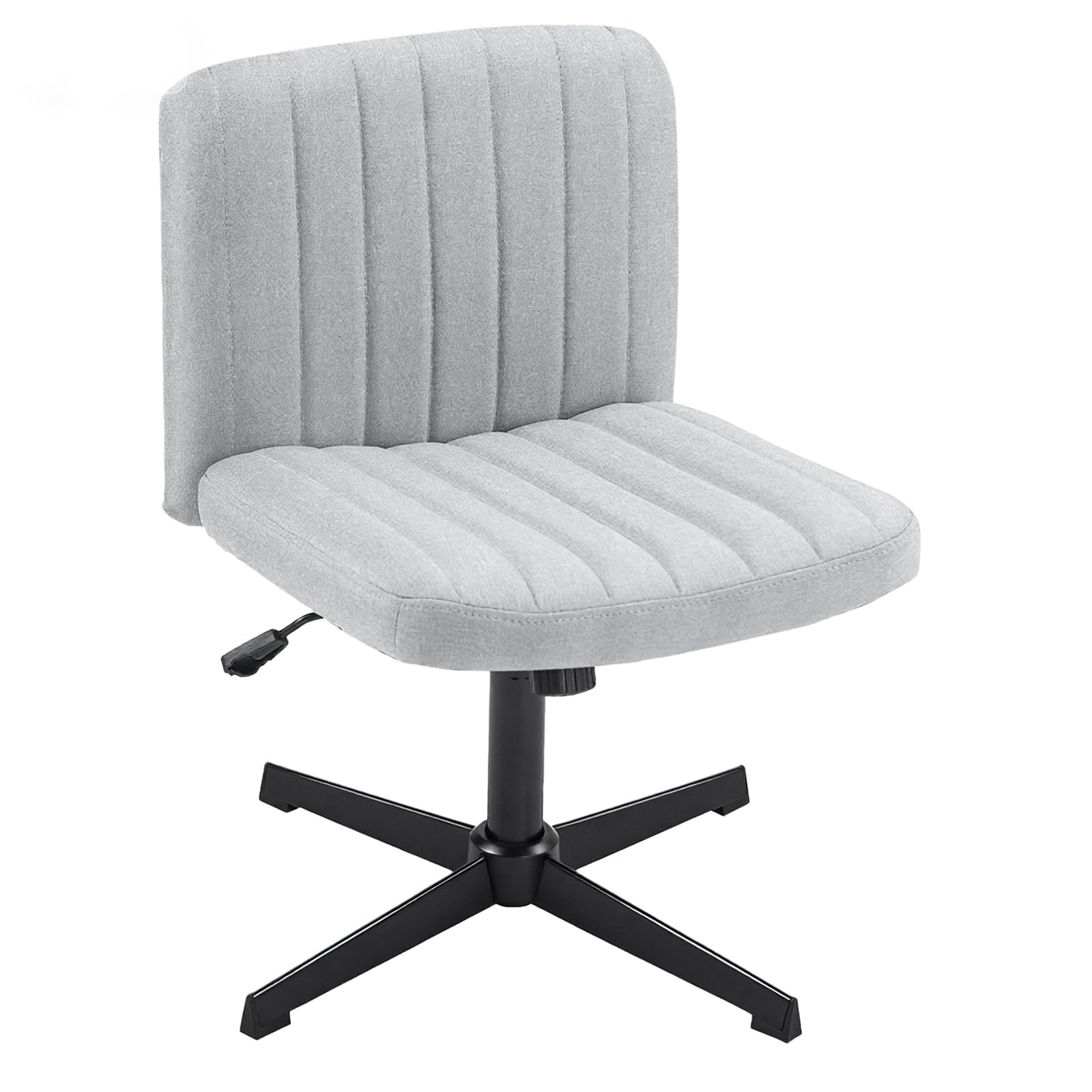 Panana Office Chair for Home Mid-Back No Wheels Fabric Padded Seat Chair Armless Seat Height Adjust Gas Lift Chair (Grey)