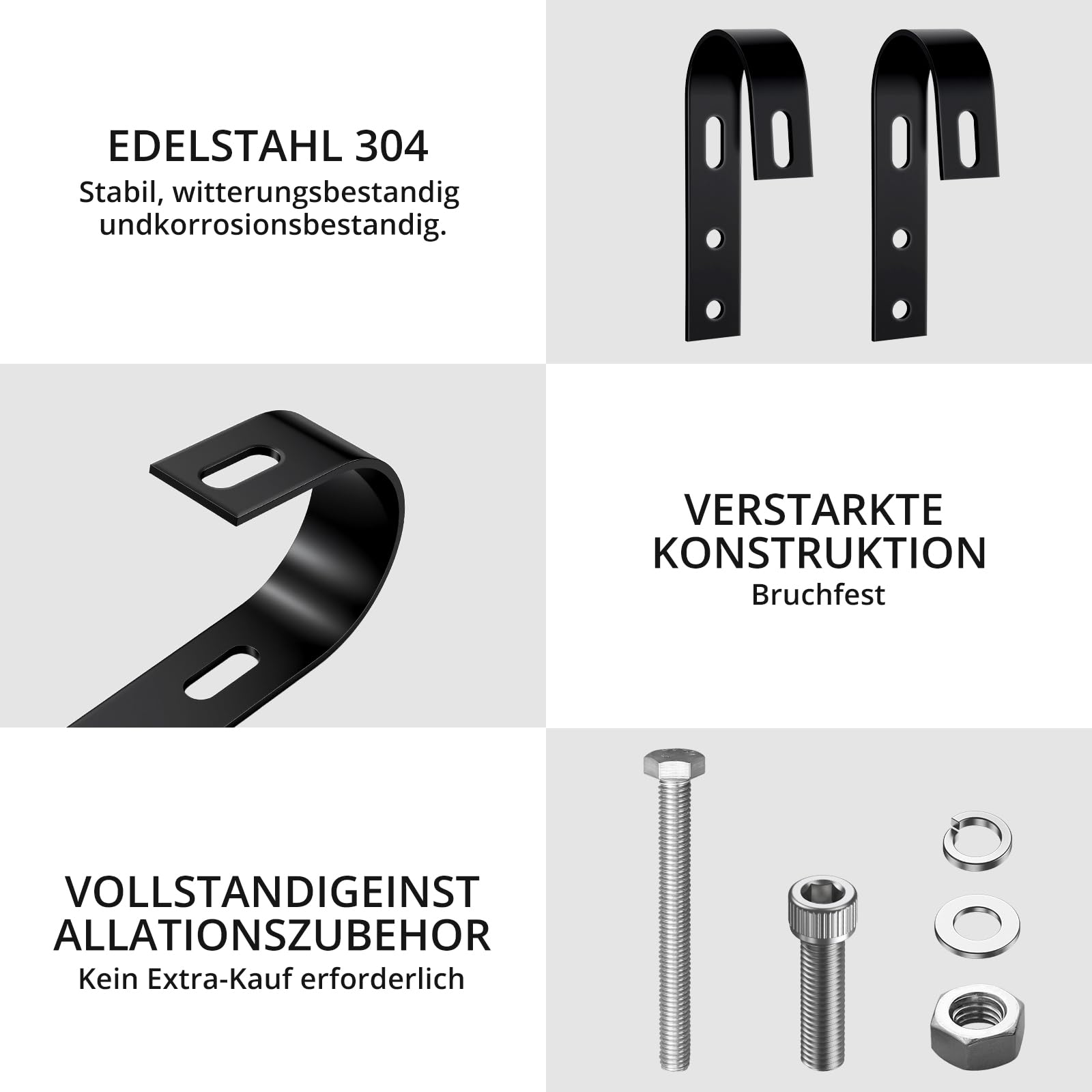 GETLITOOL 8 Stück Balkonkraftwerk Halterung 304 Edelstahl, Universal PV Modul Befestigung Haken für PV-Module, Solarmodul Halterung mit Komplettes Montageset für Balkon, Dach, Garage, Wohnmobil, Boot