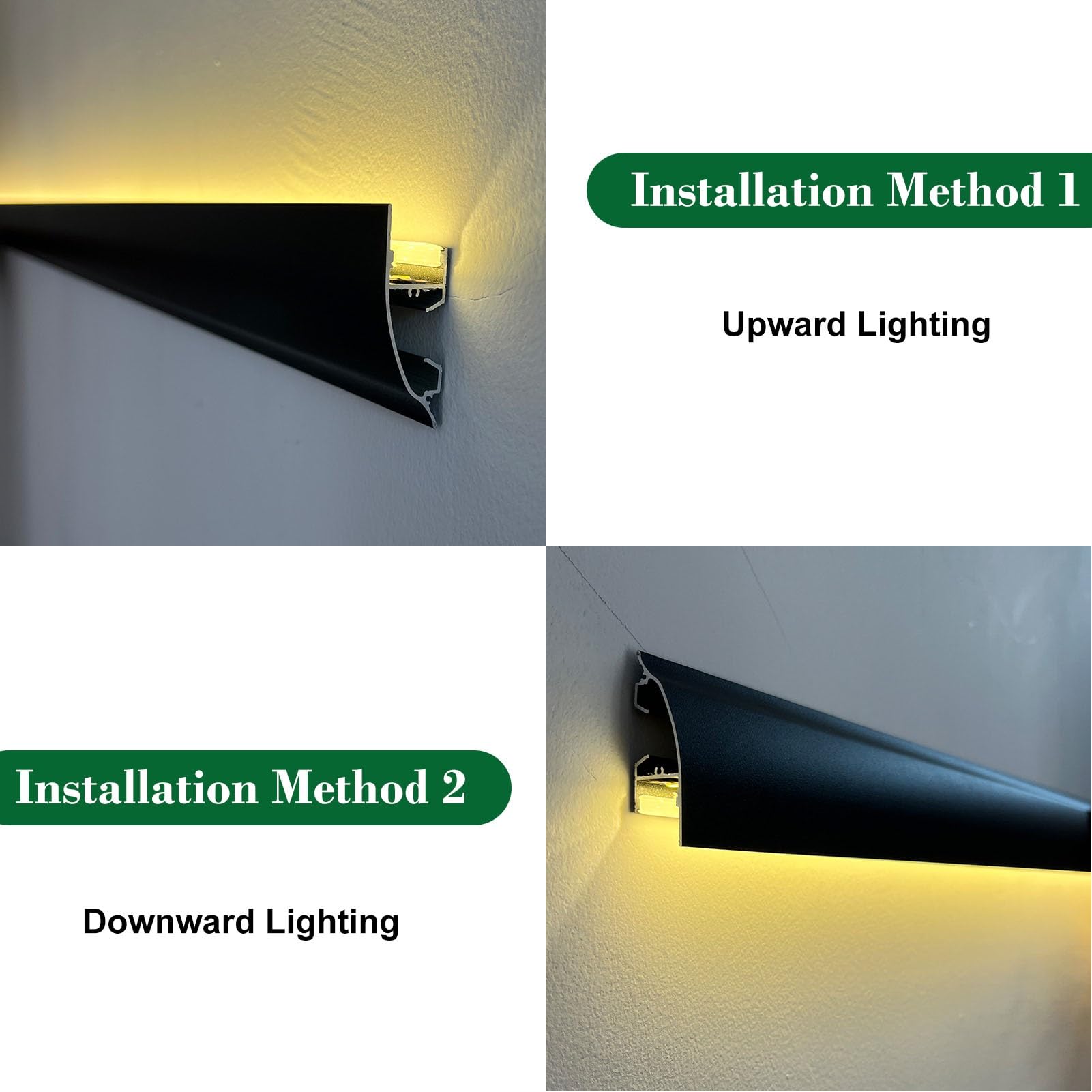 LED-Diffusor mit Wandhalterung, 2,5 m / 8.2ft, wasserdichter K für indirekte Beleuchtung im Innen- und Außenbereich, ideal für Deckengesims und Kronenform-Dekor, Schwarz