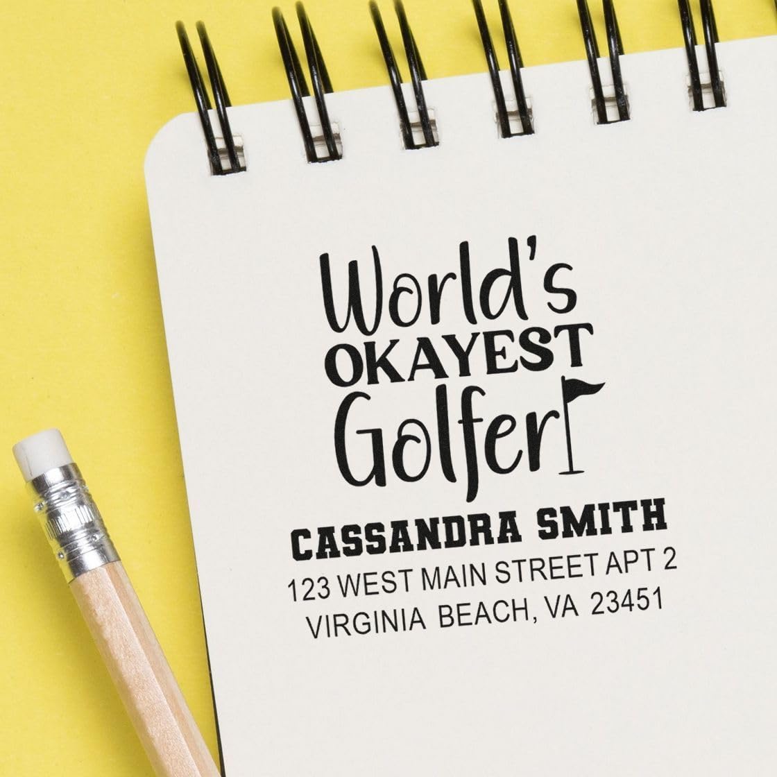 Custom Wood Handle Rubber Stamp Okayest Golfer - Address Stamp for Cards