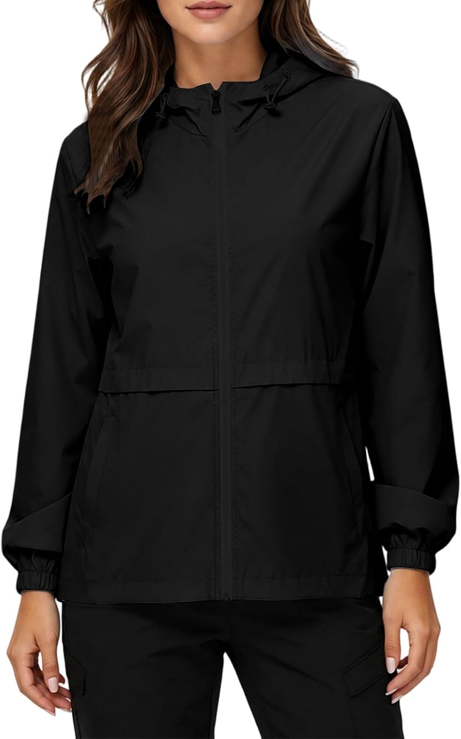 Packable Rain Jacket Women Zip Up Waterproof Pure Hooded Raincoats Windbreaker Hiking Fall Coat Fall 2026