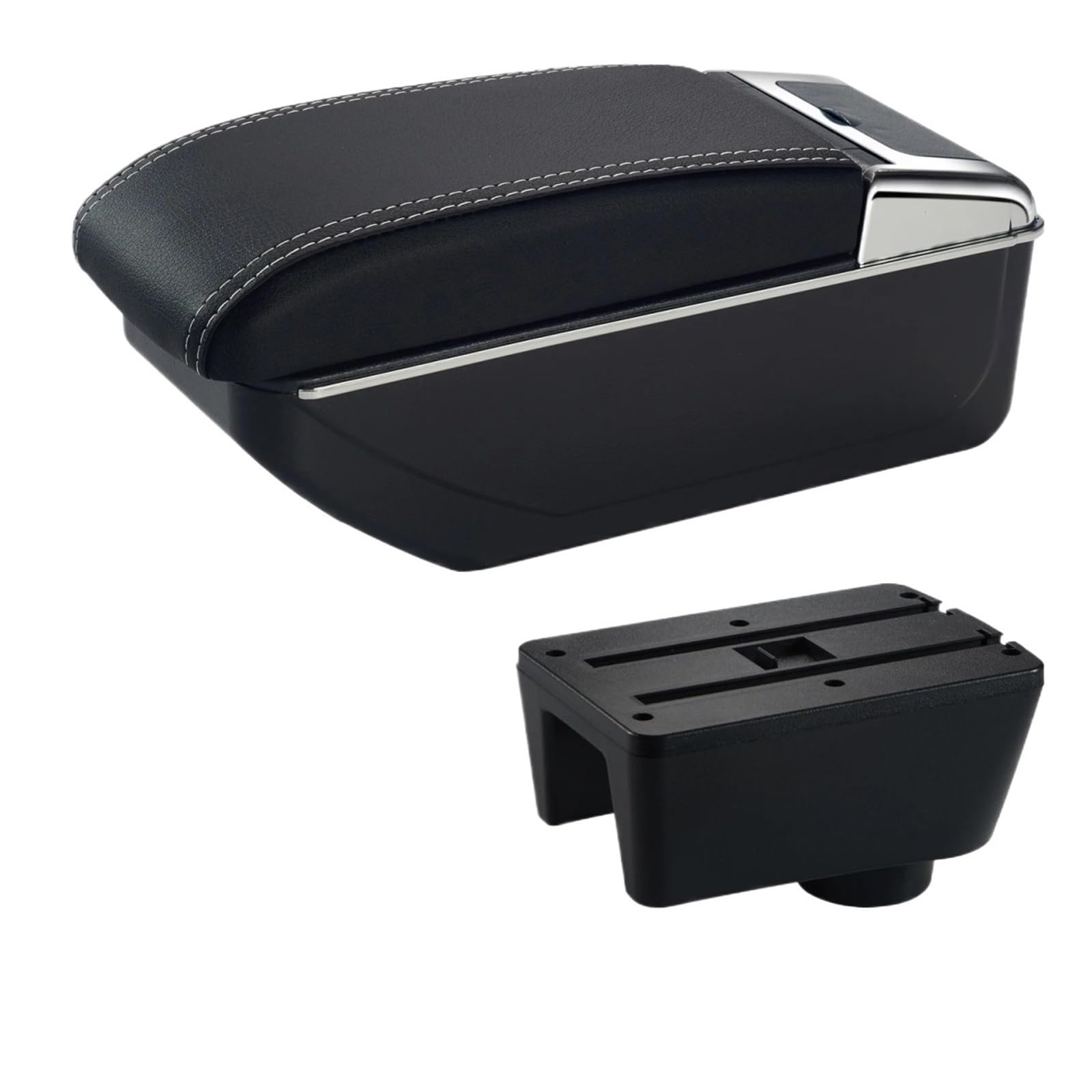 Hguvsjd Armrest Box For Seat For Ibiza 6j 6L Armrest Auto Storage Box Retrofit Parts Interior Accessories Car Armrests(A White Line No USB)