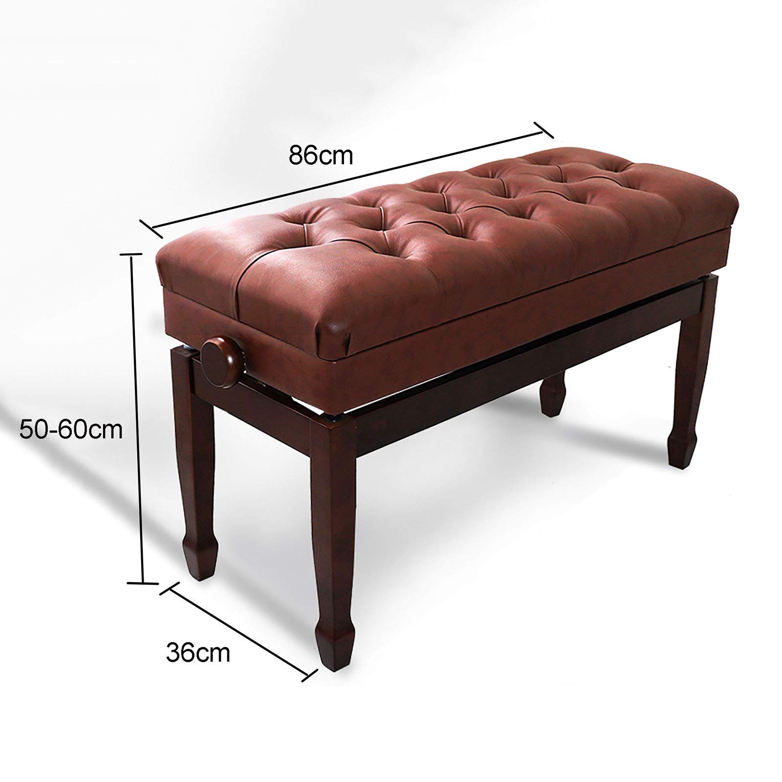 Klavierbank aus Leder, Doppel-Duett-Klavierhocker, Keyboardbank mit Stauraum, Klavierbank, höhenverstellbar: 50–60 cm