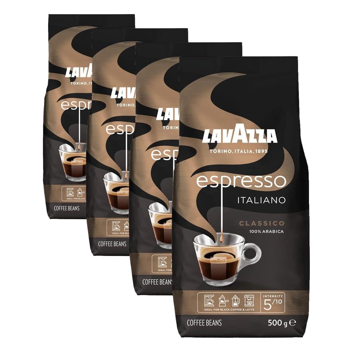 Lavazza Caffè Espresso Kaffeebohnen, 500 g (Packung mit 4)