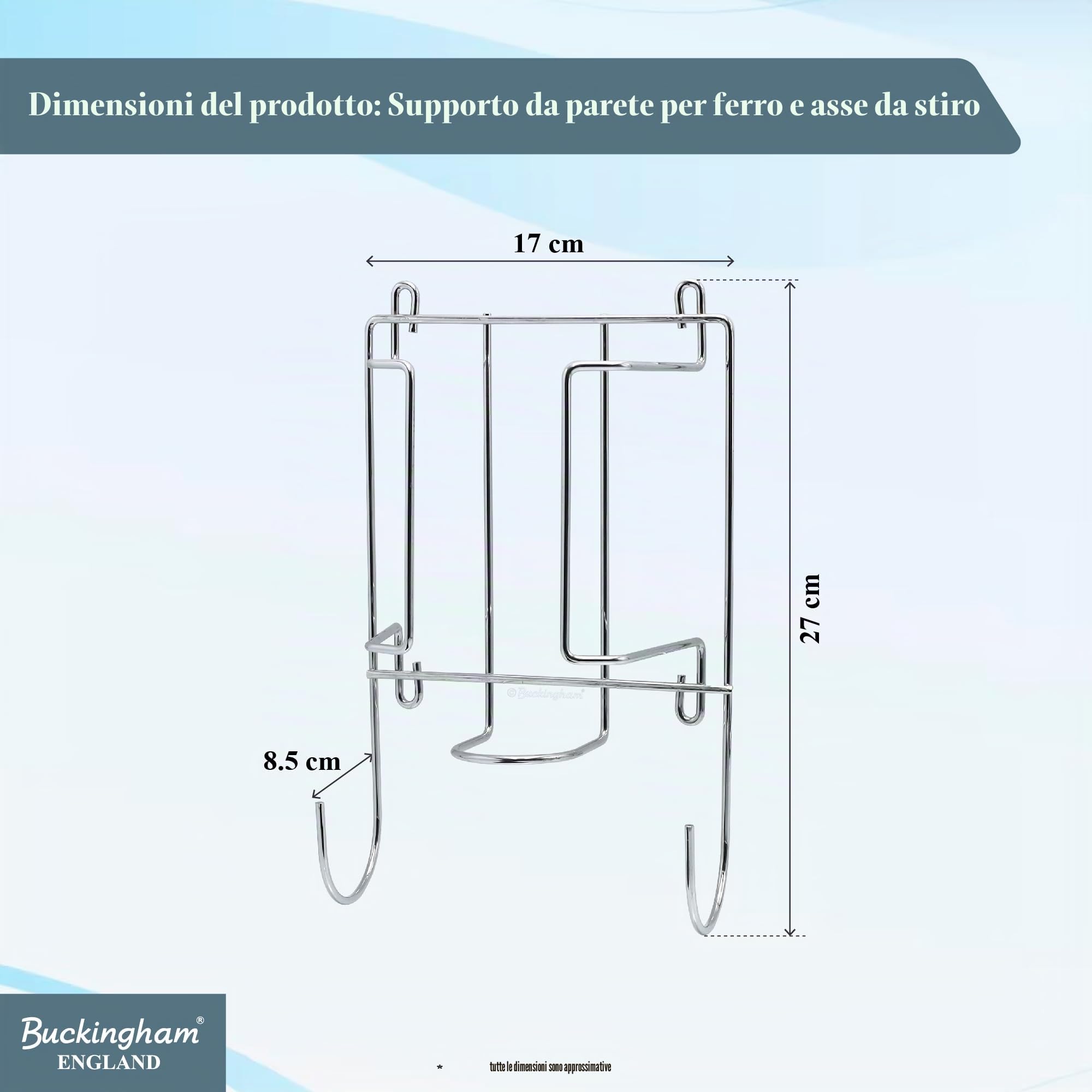 Handles and Ironmongery - Supporto per asse e ferro da stiro, per montaggio su porta o parete, in cromo lucido