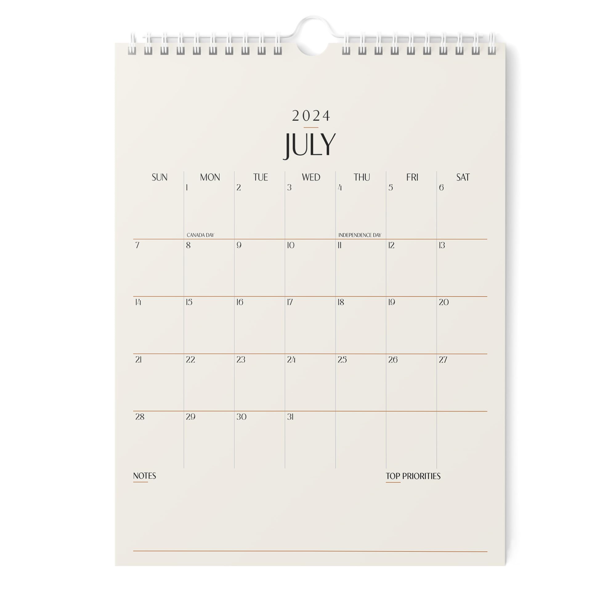 Karto Wall Calendar 2024-2025 - Vertical 8.5x11 inch Runs Until December 2025 - Boost Your Productivity and Easy Planning with the Aesthetic Monthly Calendar - Beige