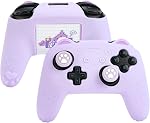 GeekShare Switch Pro Controller Skin Set,Anti-Slip Silicone Protective Cover Skin Case for Switch Pro Controller with 2 Thumb Grip Caps and 2 Stickers - Star Wings Series (Pink)