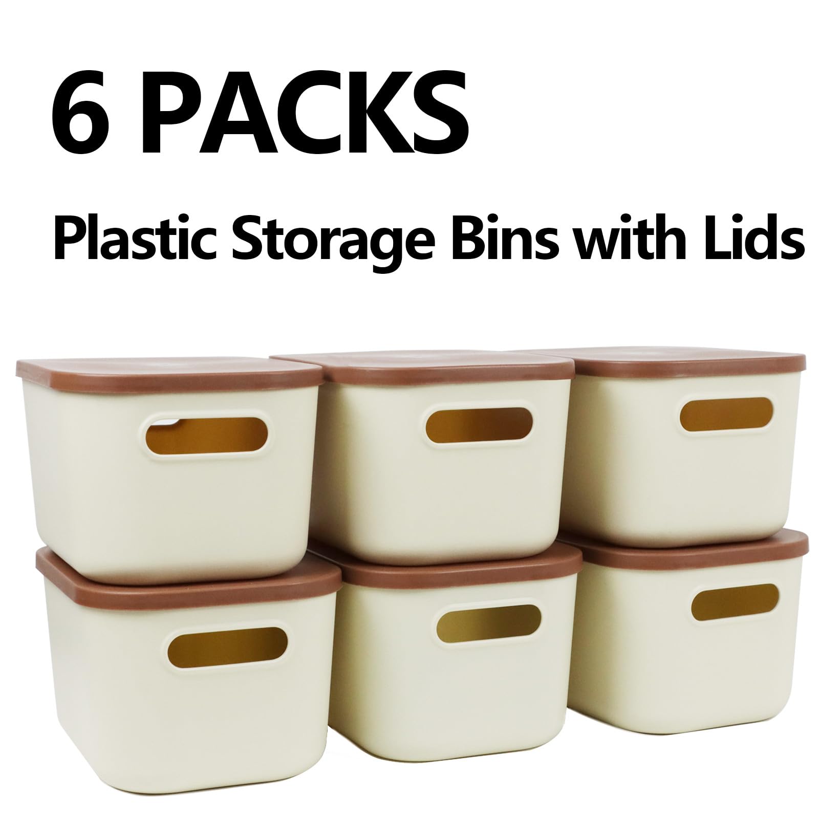 Plastic Organizer Bins With Lids Stackable 6-Piece Colorful Stackable ...