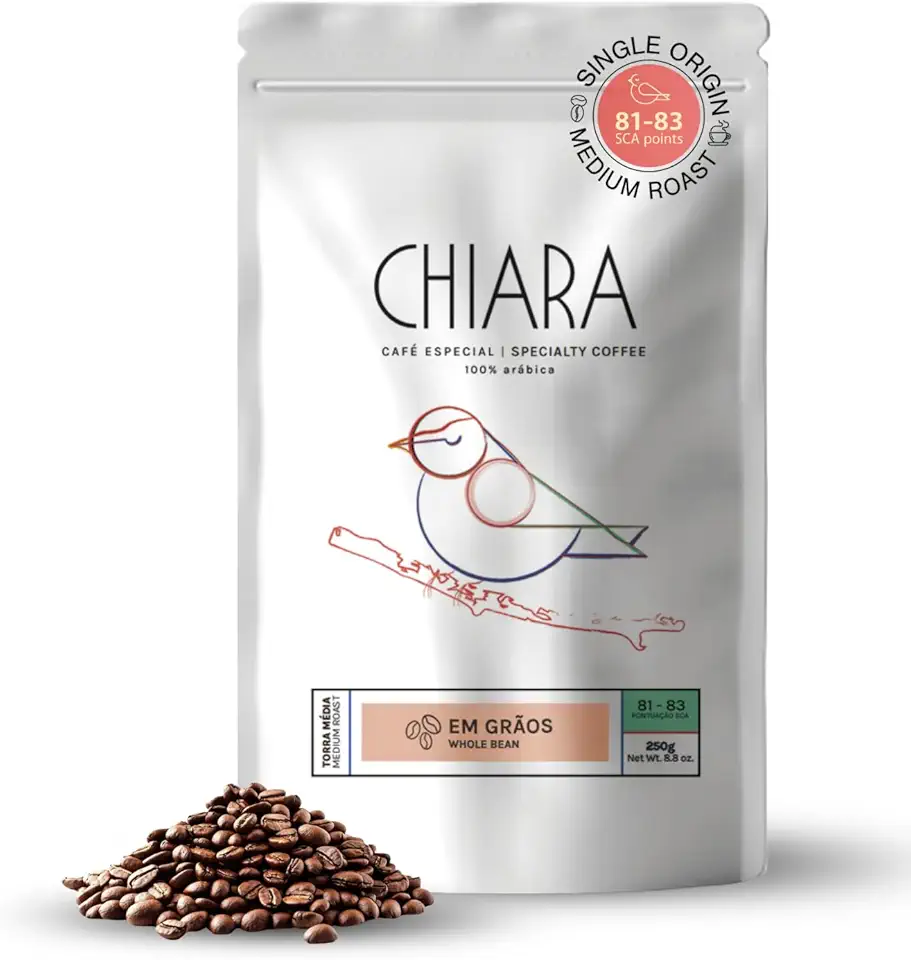Caffè Chiara Tangará Café Especial em Grãos 100% Arábica, Torra Média, Notas de Chocolate e Caramelo, Montanhas Capixabas, 81-82 Pontos SCA, Ideal para Espresso, 250g