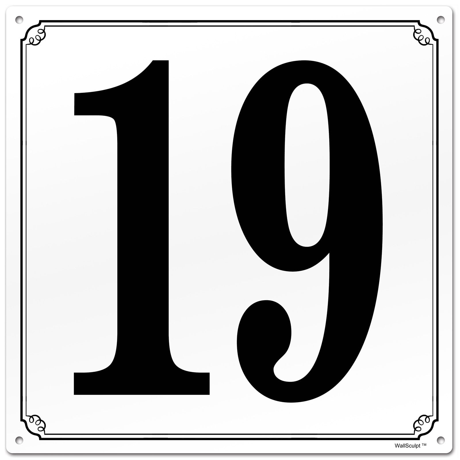 8x8" Parking Lot Number 19 Sign - High-Intensity Grade Aluminum, Weatherproof, Fade-Resistant, Curbside Number, Black/White, Ideal for Outdoor and
