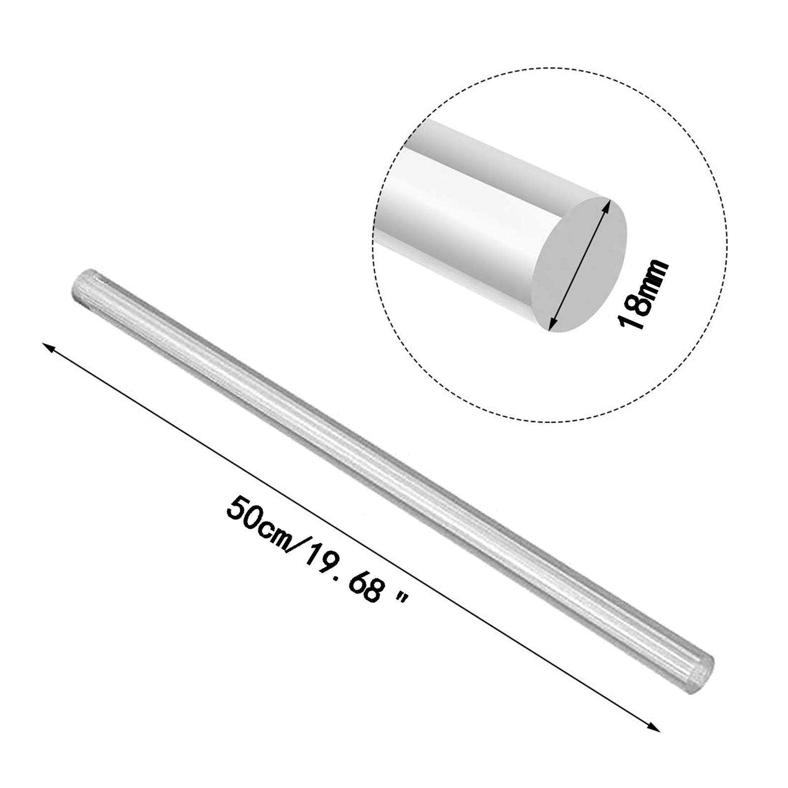Przezroczyste, 10-30 mm średnicy, 19,68" długości, solidne plastikowe pałeczki do gry w bary, 2 szt(18mm*0.5m)
