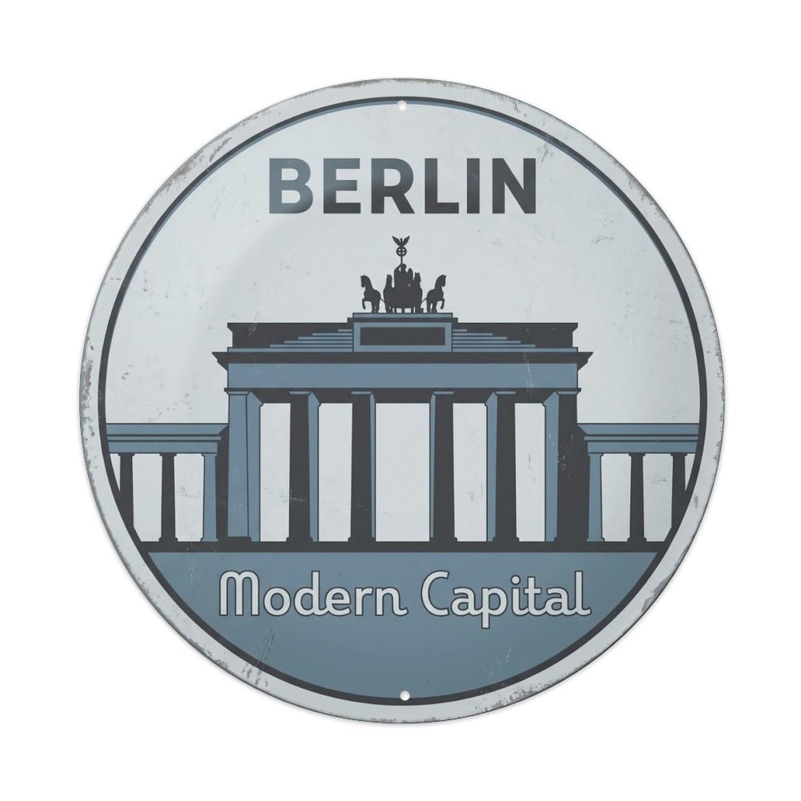 Cmhok Vintage Style-28 Vintage Travel Berlin Germany Modern Artwork Metal Tin Sign Plaque Wall Decor For Cafe, Club, Garden Round Metal Poster 8X8inch