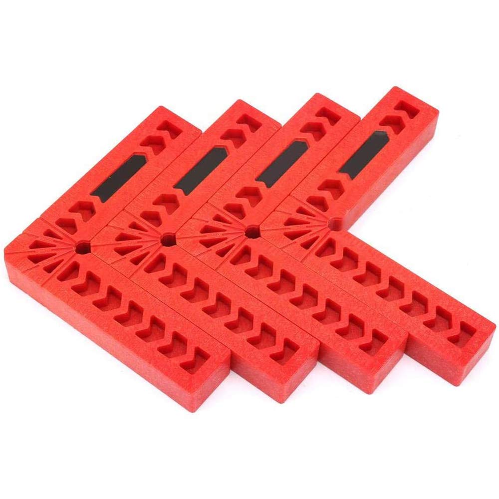 POFET 4 abrazaderas de posición de 90 grados, tipo L, ángulo recto, herramienta de carpintería, localizador auxiliar, de plástico, cuadrado, soporte de ángulo para carpinteros(4 pulgadas)