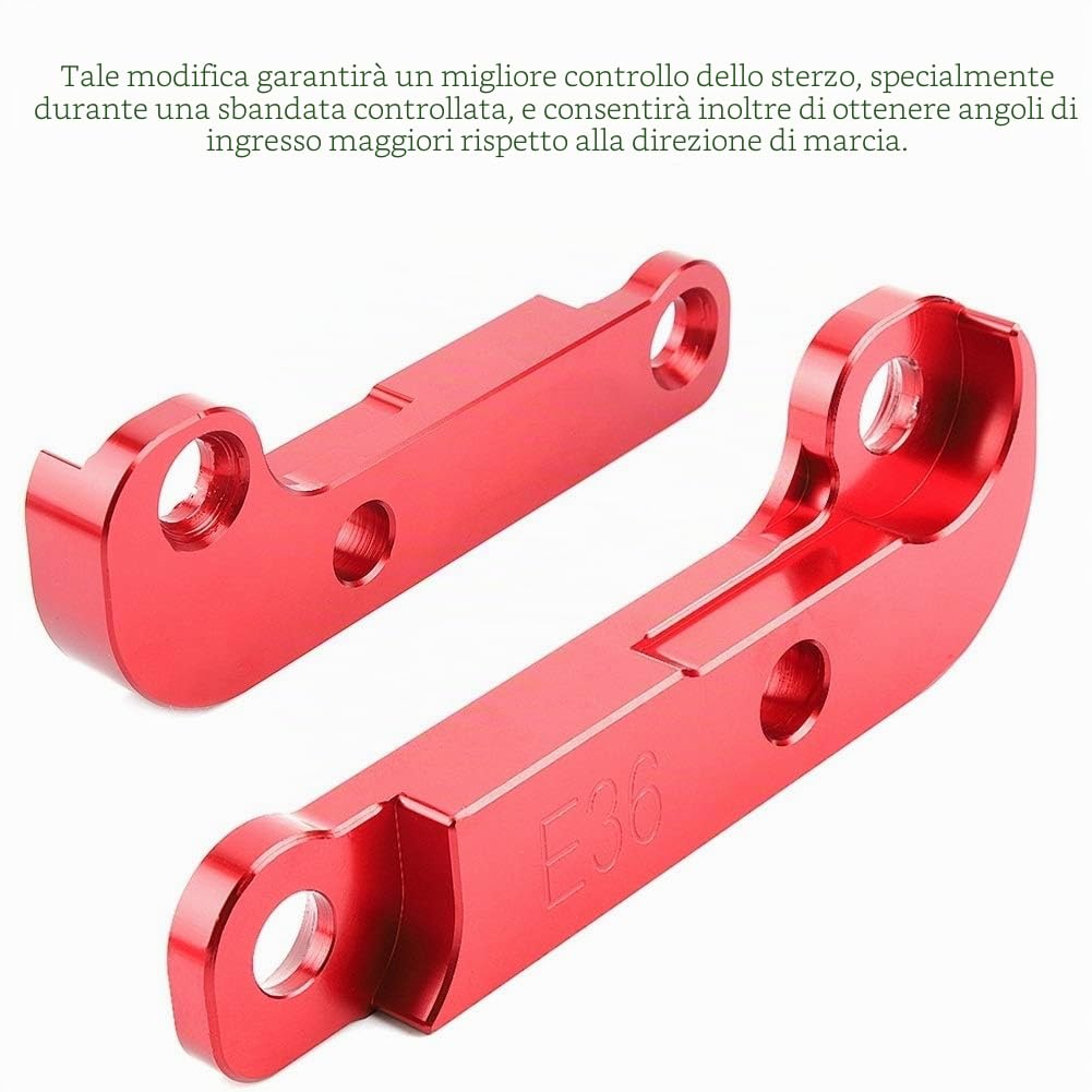 Broco Angolo di Sterzo, Adattatore Rosso Alluminio Angolo aumento di sterzo Kit Circa il 25% Drift Lock for E36