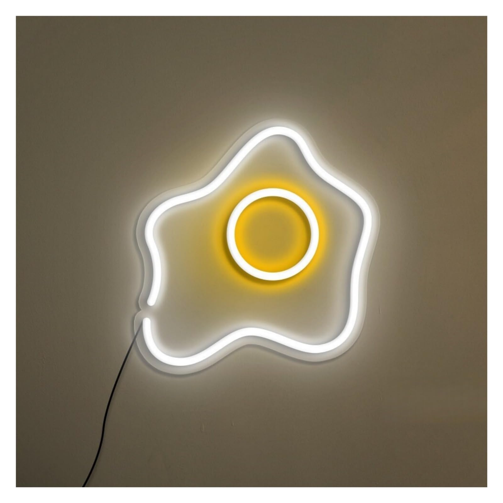 RONGCH Hanging Art Signs Fried Egg Neon Sign, Suitable for Kitchen Wall Decor with Brightness Adjustable 29cmx30cm(Cold White+Yellow)