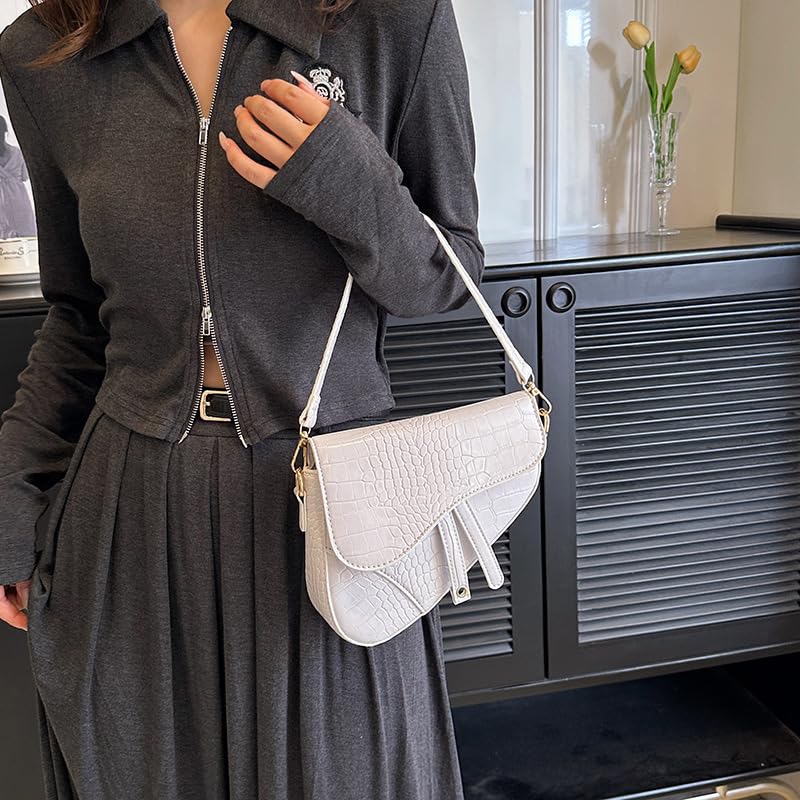 Image of PURFANREE Women Trendy Saddle Shoulder Bag Clutch Purse Underarm Handbag Satchel HandBag Crossbody Bag