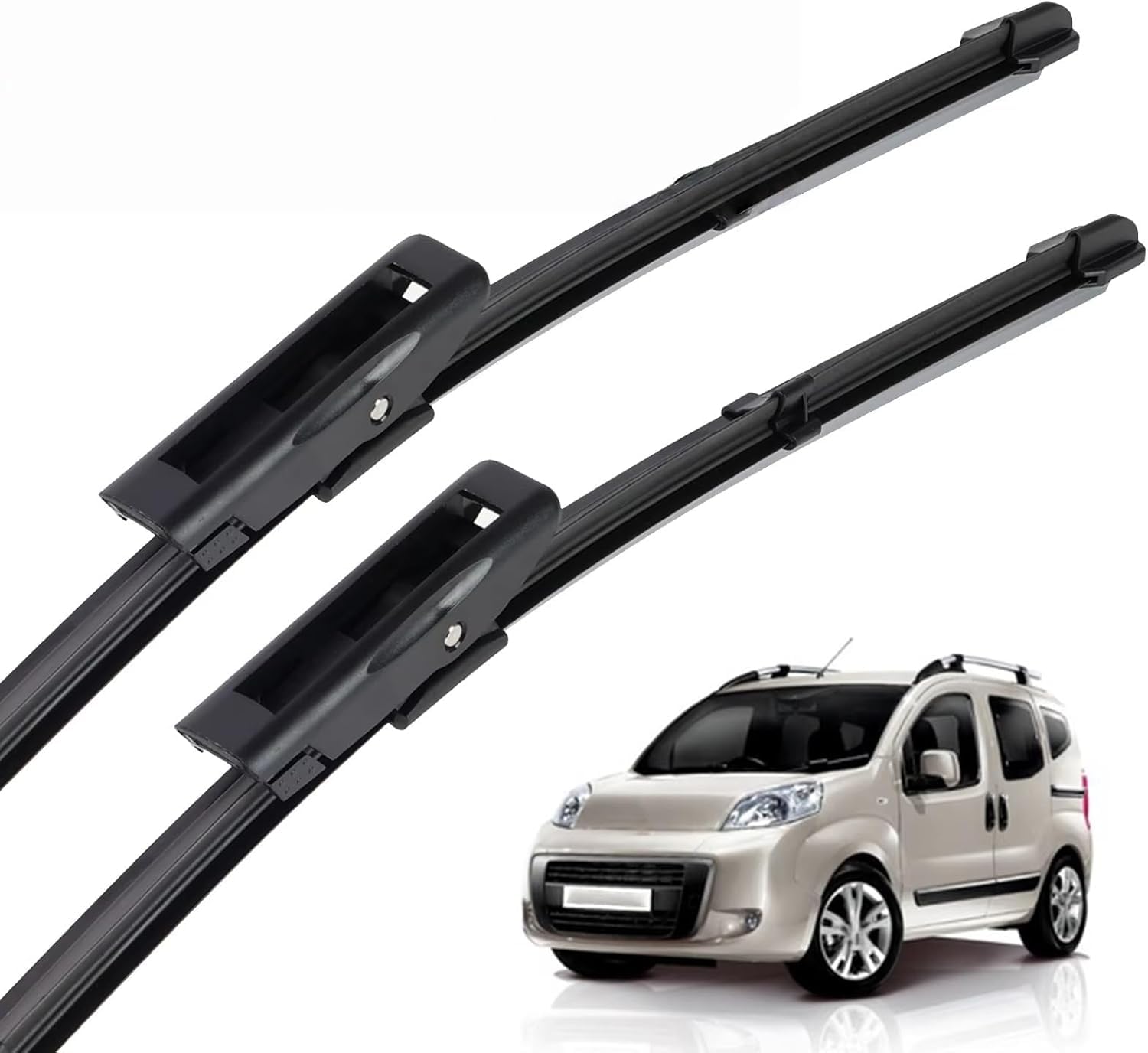 liufangfc Front Windscreen Beam Wipers for Fiat Qubo 2008-2013 26"+19", Set of 2 Replacement Blades with Pre-assembled Adapter, Only for Right-Hand Drive (UK)