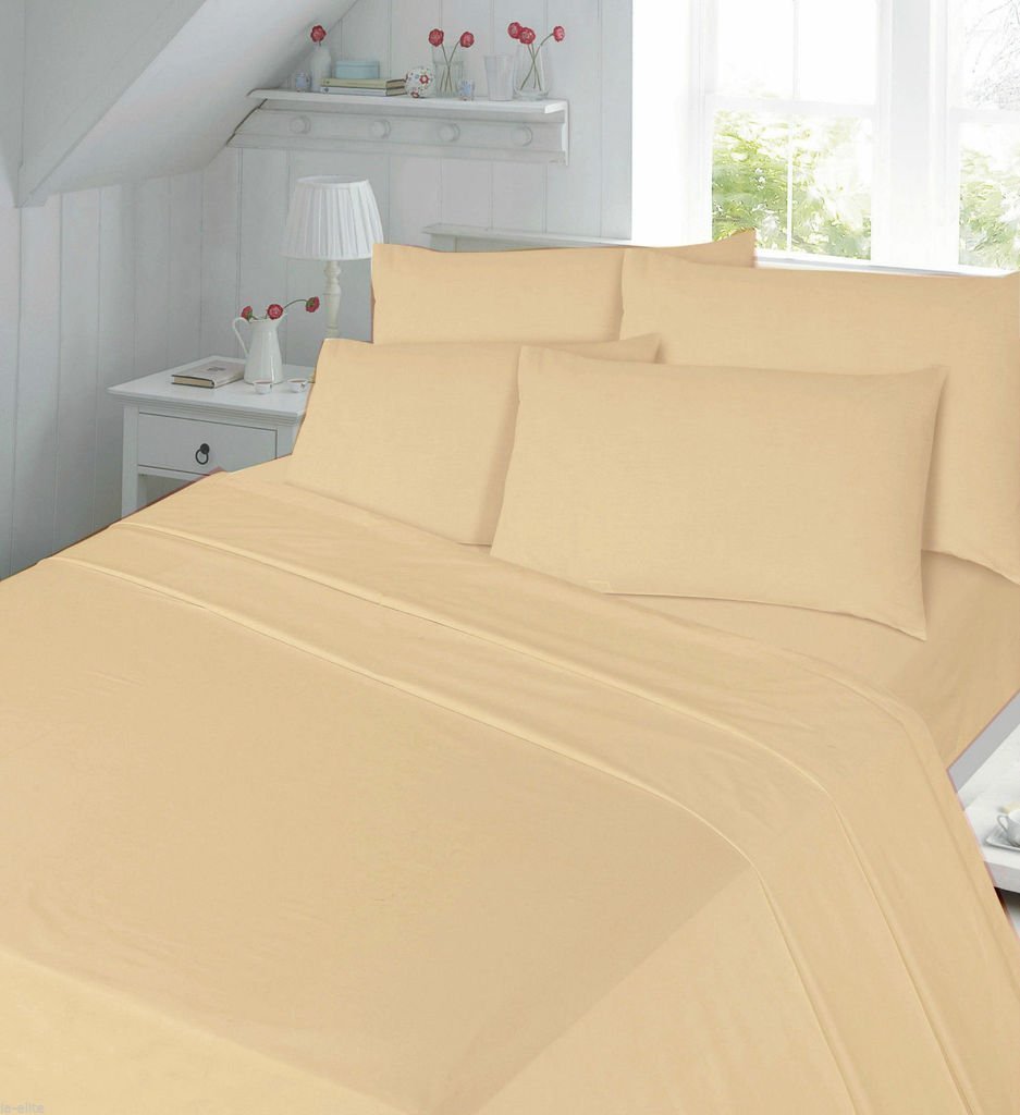 De Lavish Latte Thermal Flannelette Extra Deep 16"/ 40Cm Fitted Sheet Flannel Bed Sheet King Size Plain Dyed Bedding,