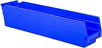 Hudson Exchange 18x4x4" Blue Plastic Nesting Shelf Bin - 15lb Capacity, Made in USA for Small Parts Organization