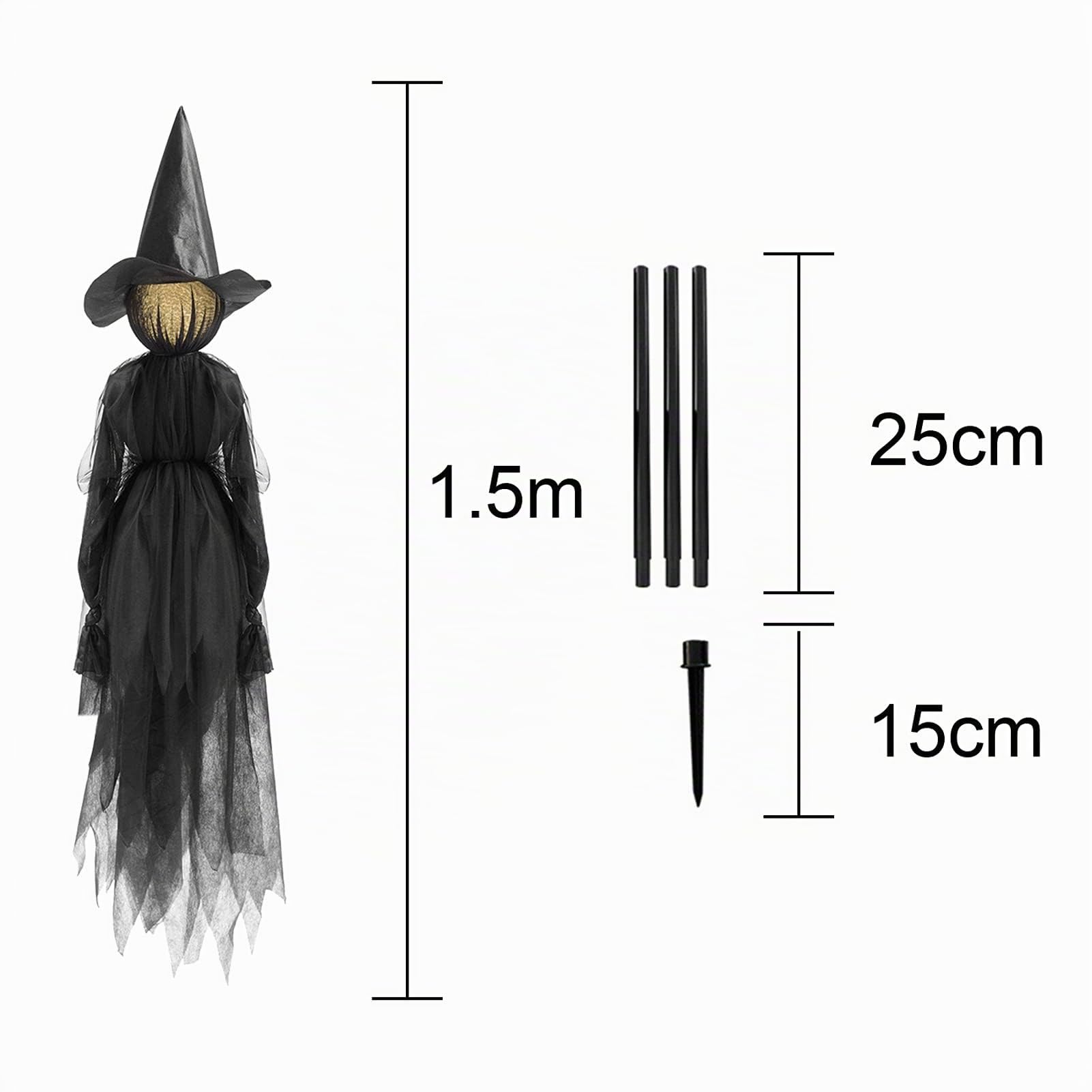 Halloween Deko Outdoor Hexe, 3 Stück Halloween Hexen Deko mit Bunte LED Licht, Helloween Hexe Dekoration, Leuchtende Hexen Deko Batteriebetrieben für Halloweendeko Garten, Rasen, Vorgarten (3er Set)