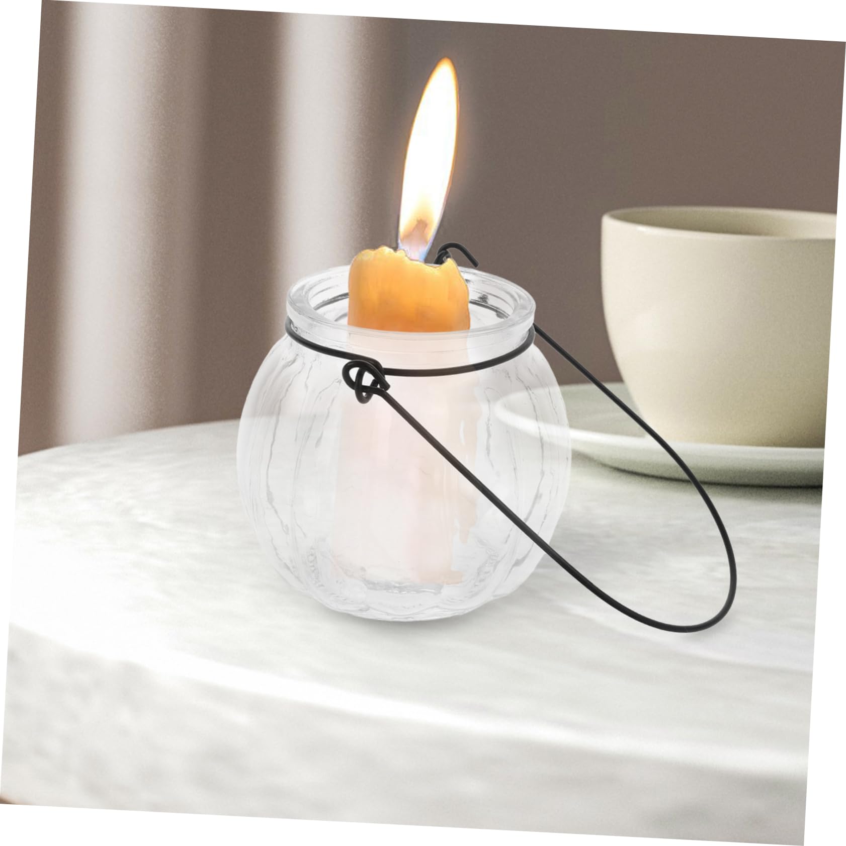 MAGICLULU 4 Uds Taza De Vela Portavelas Artesanal De Vidrio Tarro De De Vidrio Taza De Portas Transparente Tarro De Transparente Portas Colgante Portas para Luz De Té