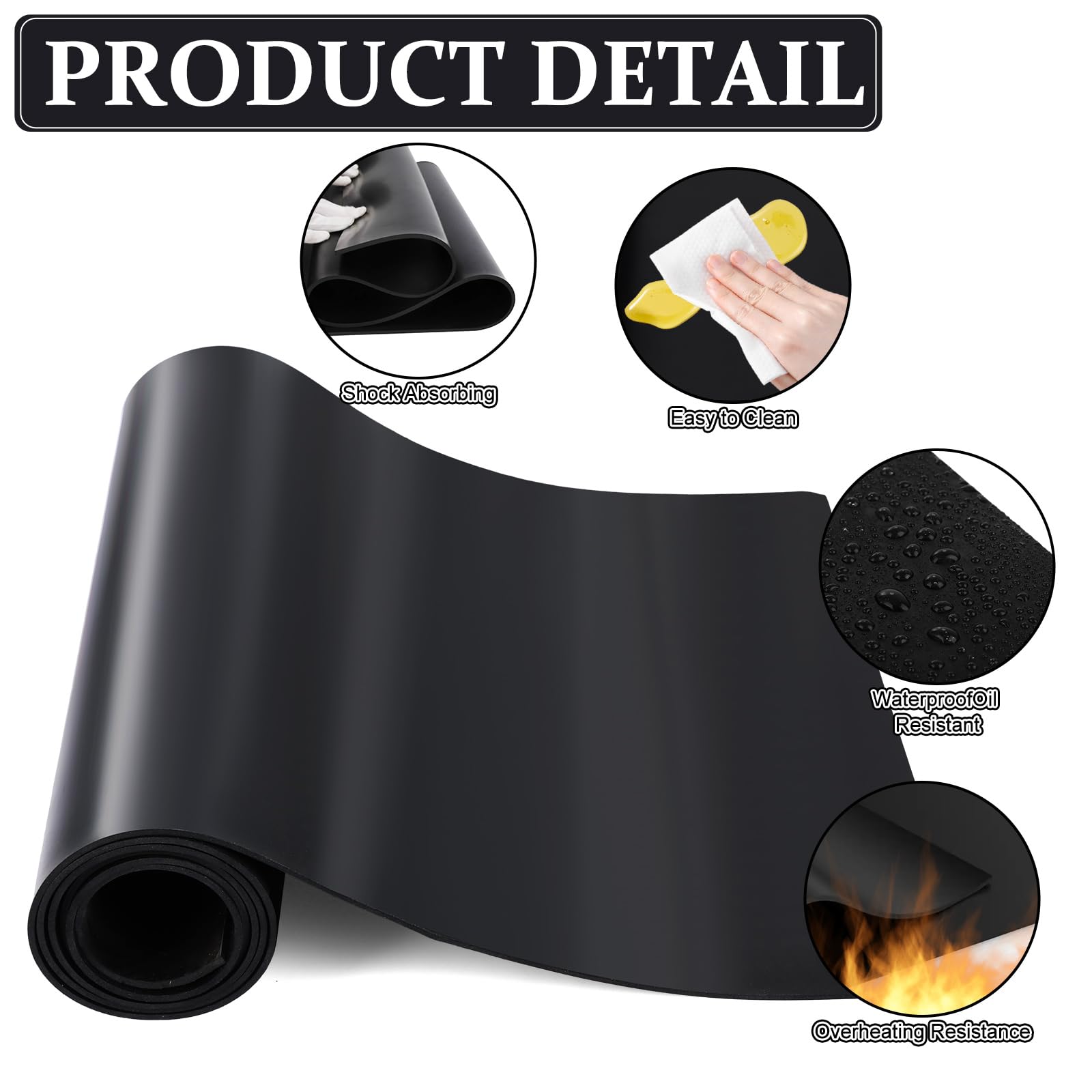Lot de 2 feuilles de caoutchouc néoprène, 1,2 m (L) x 300 mm (l) x 2 mm (T), bandes d'étanchéité en caoutchouc noir antidérapant solide pour protection de sol, joints de bricolage, nivellement
