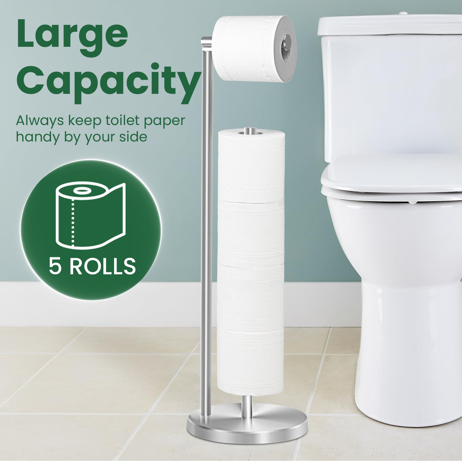 Support de papier toilette, support de rouleau de papier toilette de salle de bain avec réserve, support de rouleau de papier toilette, support de rouleau de papier toilette en acier inoxydable,