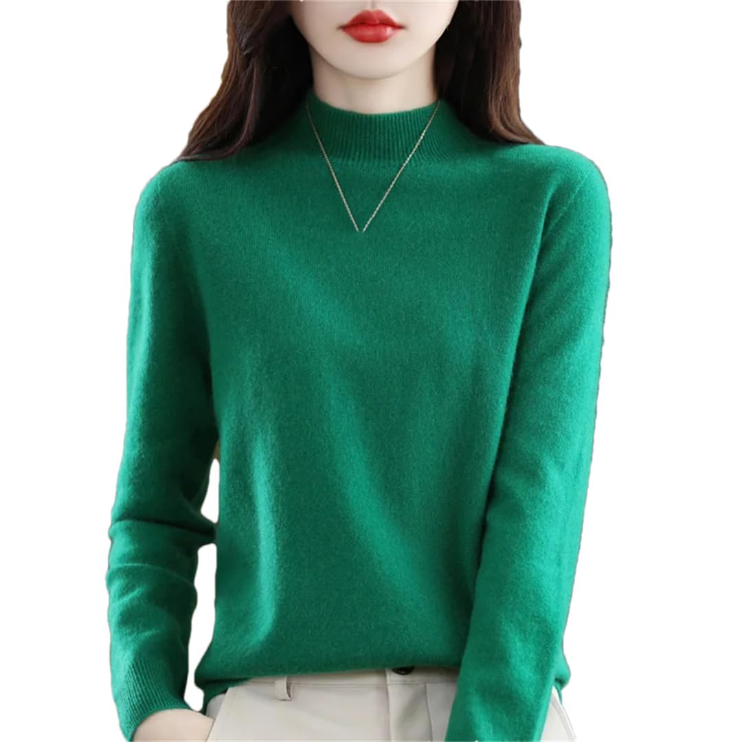 Maglione da donna in lana merino, a collo alto, lavorato a maglia, invernale, caldo, a maniche lunghe