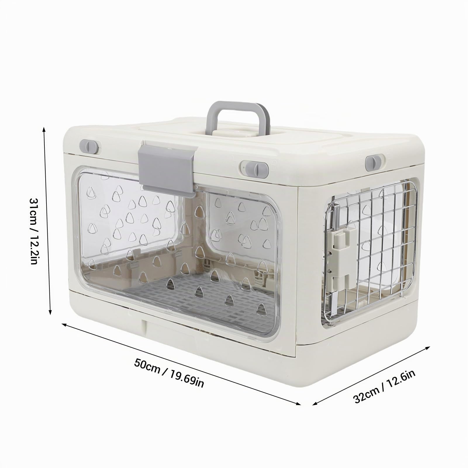Generic Caisse Pliable pour Chat, Transporteur de Voyage pour Animaux de Compagnie, Chenil Portable avec Structure Transparente pour Avion et Voiture, 50x32x31cm