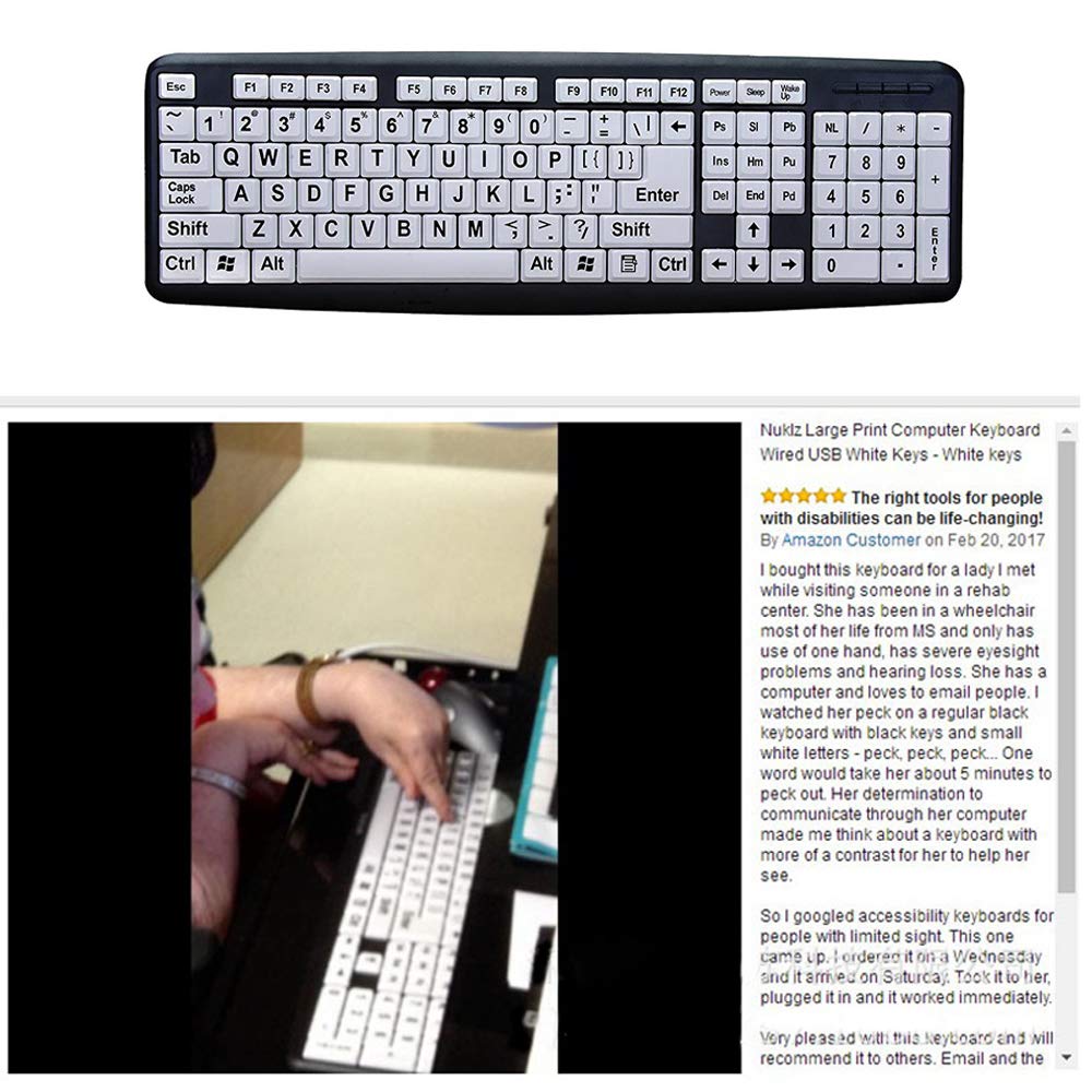 Buy Large Print Computer Keyboard, USB Visually Impaired Keyboard with Oversized Print Letters