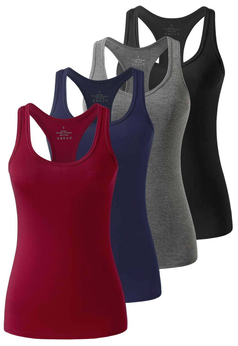 Femdouce Racerback Workout Tank top for Women Activewear Running top Yoga 4 Pack