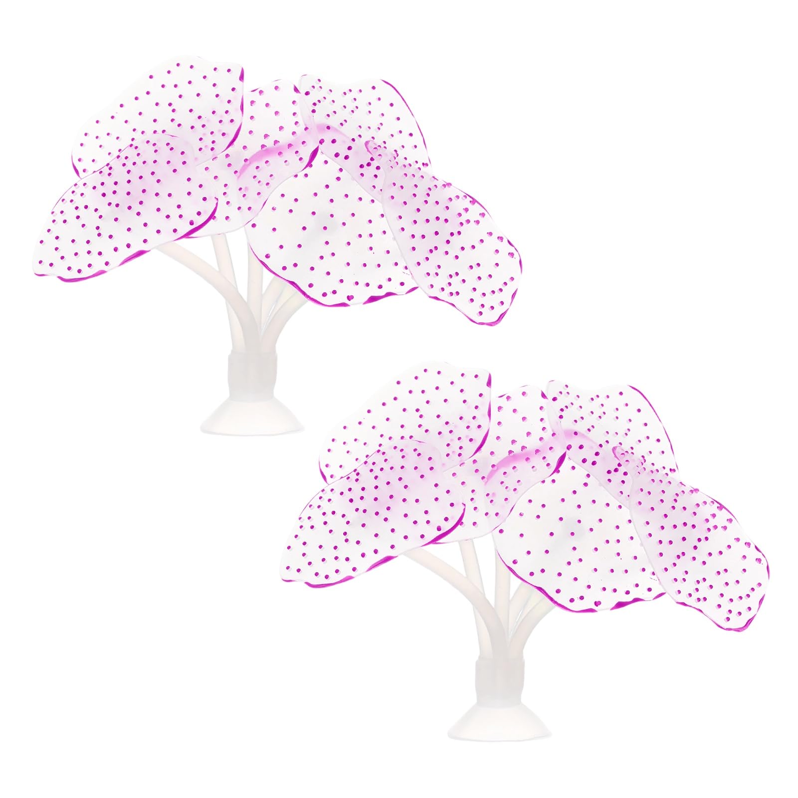M METERXITY 2-Pack Artificial Coral Ornaments, Silicone Coral Aquarium Decor with Sucker Base for Freshwater & Saltwater Aquarium Landscaping, Fish Tank Plant Decoration [Purple]