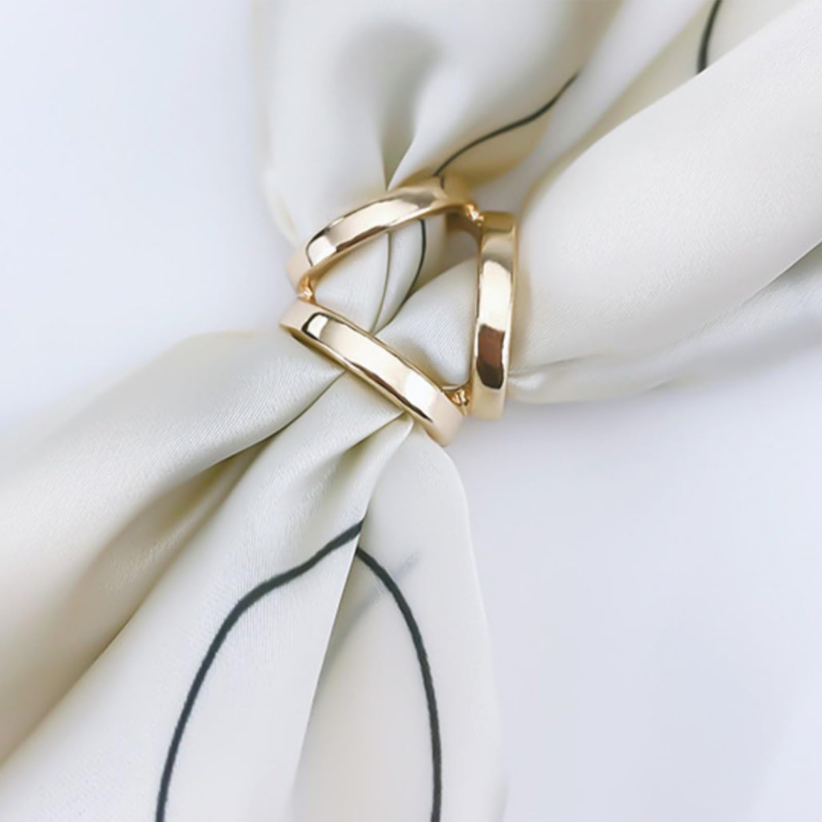 2Pcs Women Fashion Three Rings Scarf Ring Scarf Buckle Silk Scarf Clasp Clips Clothing Wrap Holder,scarf ring,silk scarf clip,three ring scarf,scarf buckle for women,scarf rings(Silver+Golden) - Image 2