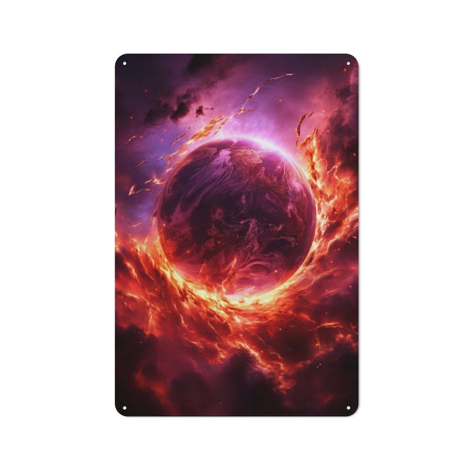 Junmoney Fire Planet Vintage Metal Plaque 30X20cm Featuring For Pub Or Café, Suited To Café Interior Fans