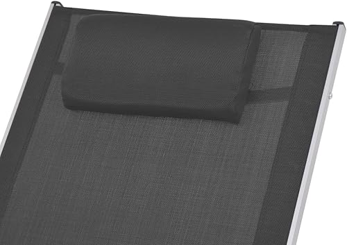 Miniatura 6 de vidaXL Mecedora para exteriores en color negro, resistente a la intemperie con marco de aluminio y cómodo asiento de textileno, para patio y jardín,