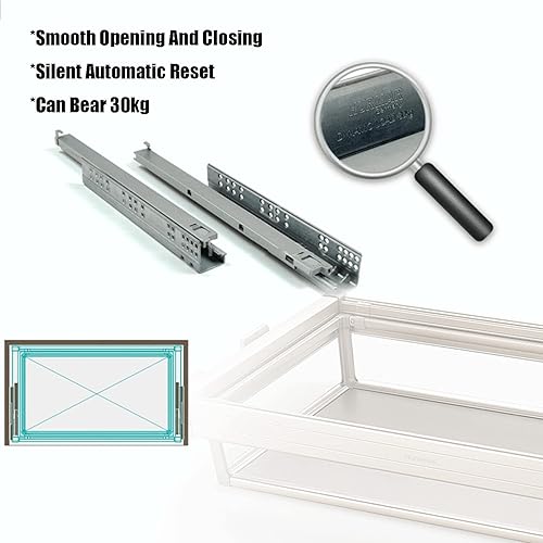 Miniatura 4 de Cesta de ropa para armario, cesta de almacenamiento de vidrio templado, cesta de almacenamiento para guardarropa, riel deslizante, amortiguador,