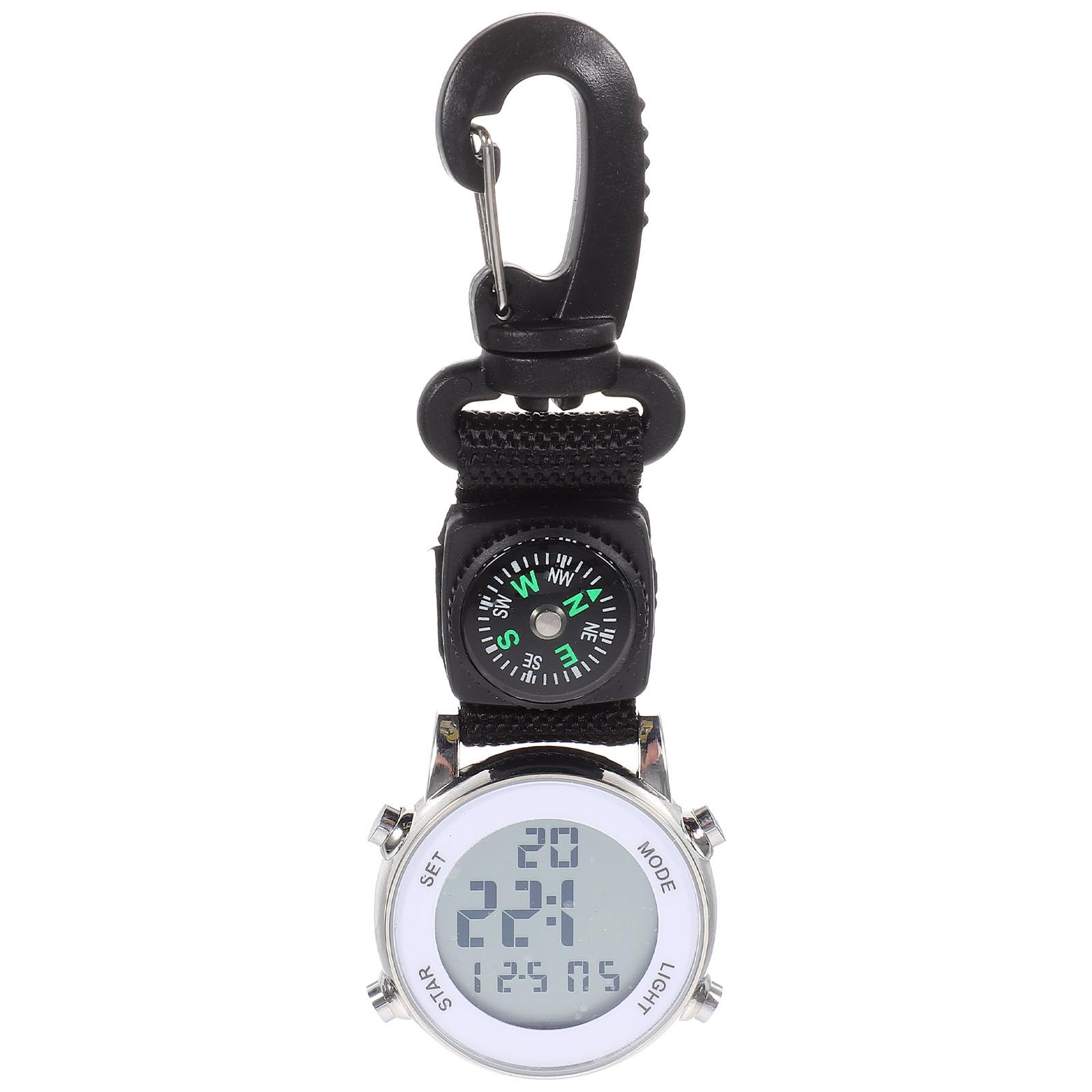 Mikikit Clip Watch - Digital Pocket Watch with Electronic Movement, Men's Backpack Hanging Compass Keychain
