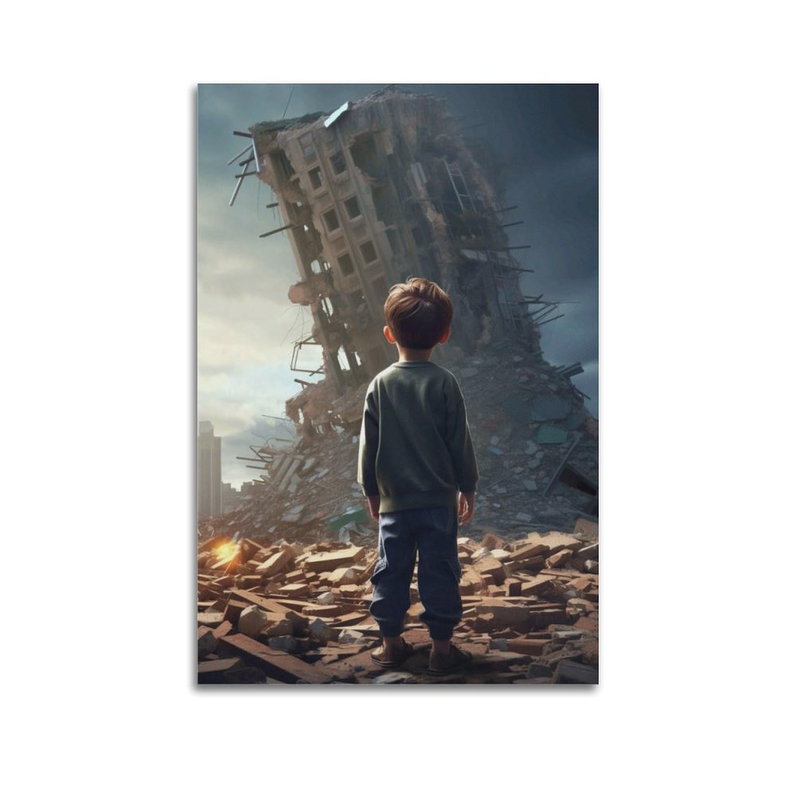 XKUGA Free Palestine War Gaza Ruins Children Anti War Poster Modern Decorative Canvas Prints - Ideal Wall Art for Family, Man Cave, Game Room, Boys & Girls Bedroom 24x36inch(60x90cm)