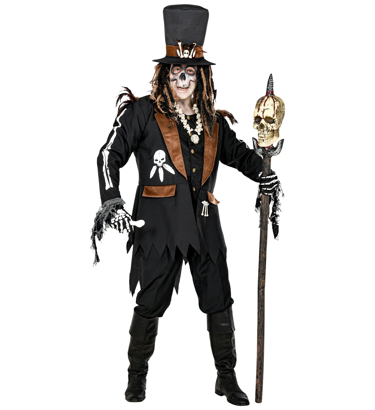 W WIDMANN MILANO Party Fashion - Voodoo Priest Costume for Men Skeleton, Skulls, Halloween, Carnival, Theme Parties - Image 2