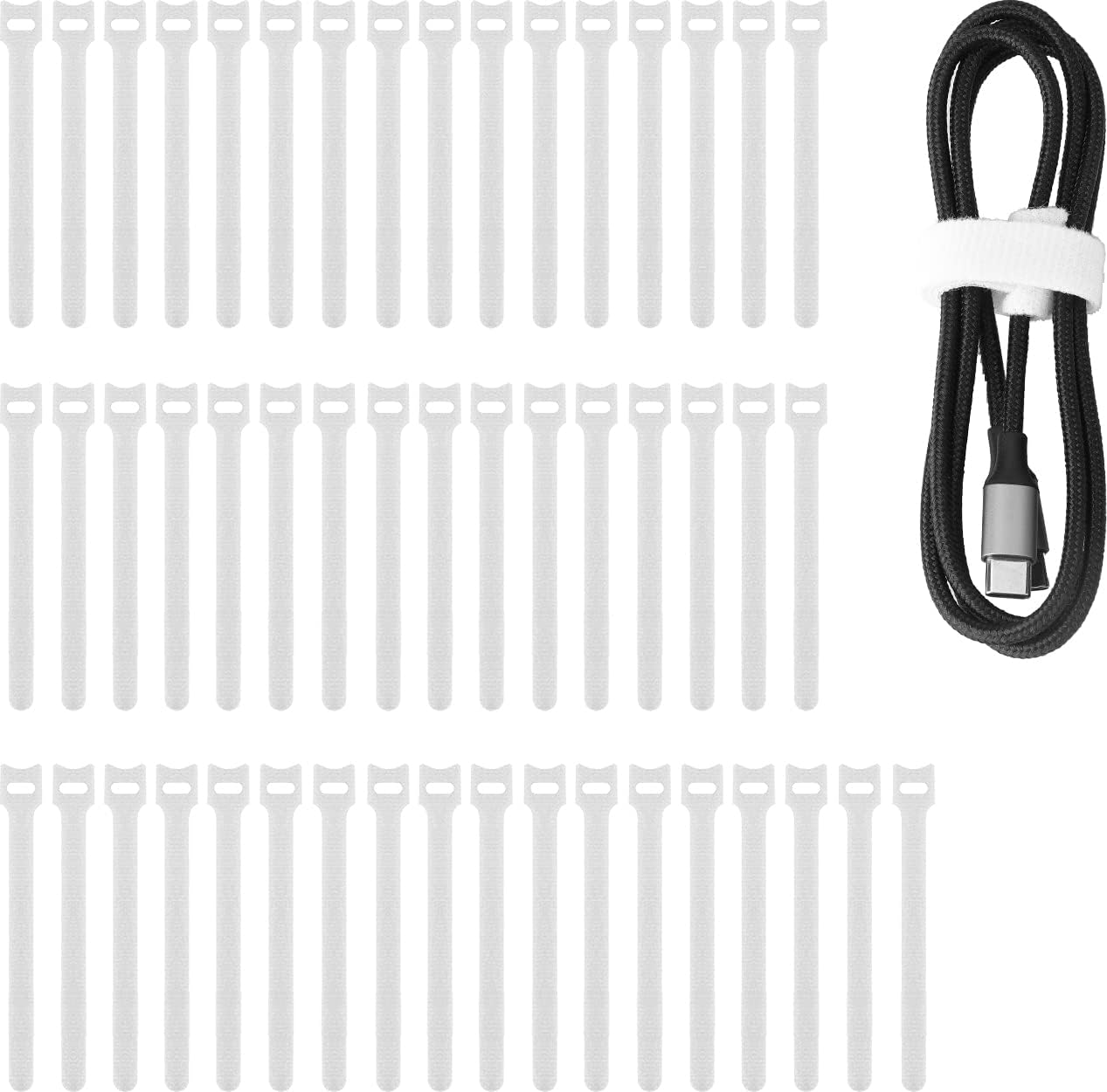 Pasow 50pcs Reusable Fastening Adjustable Cable Ties Wire Management (8 Inch, White)