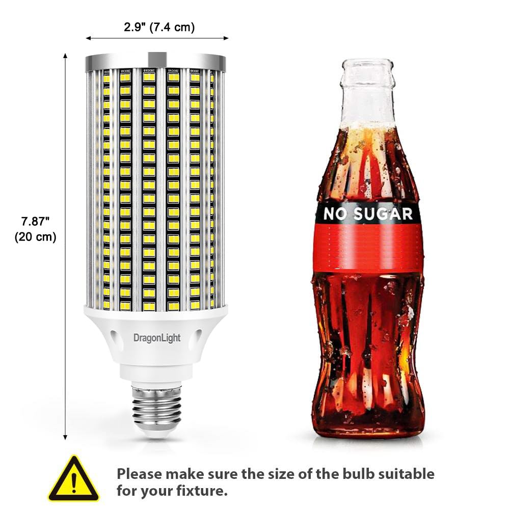 DragonLight 60W Superhelle Mais Licht LED Glühbirnen(200 Watt MH/HPS-Ersatz) - E27/E40 Edison LED Lampe - 6000K Kaltweiß 7,200LM für gewerbliche Beleuchtung - Garage Werkstatt Büro Hof(2er-Pack)