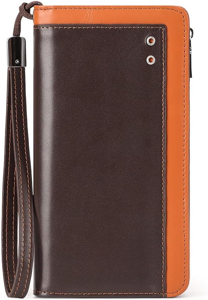 Genuine Leather Elegant Durable Vintage Long Wallet for Men Card Holder Phone Bag