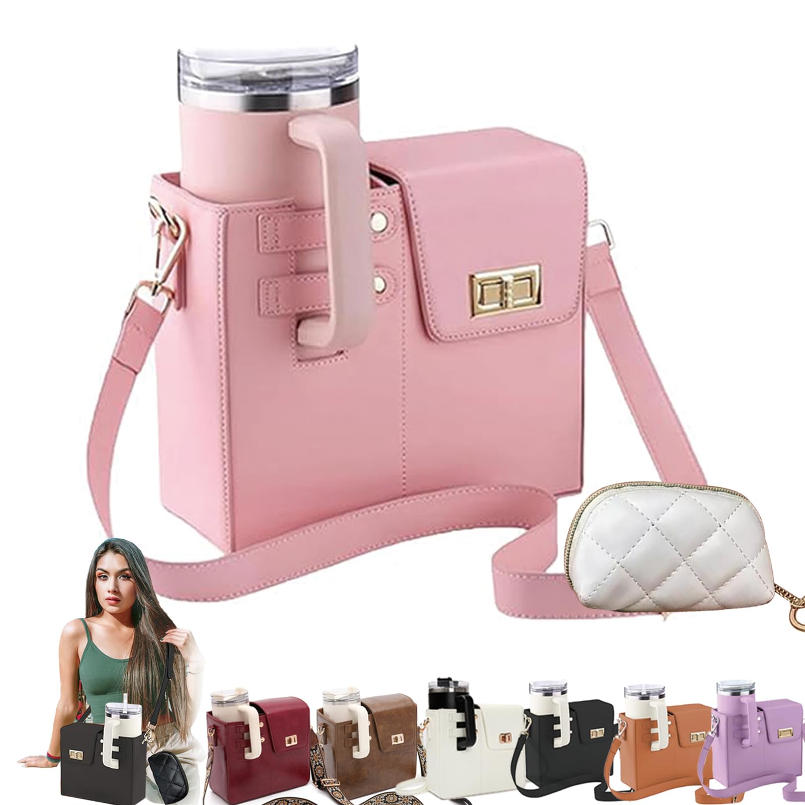 Tefedpot ZETOREL 2025 Cup Purse Holder 40 Oz, Tumbler Bag, Water Bottle Holder with Strap, Water Bottle Carrier with Strap