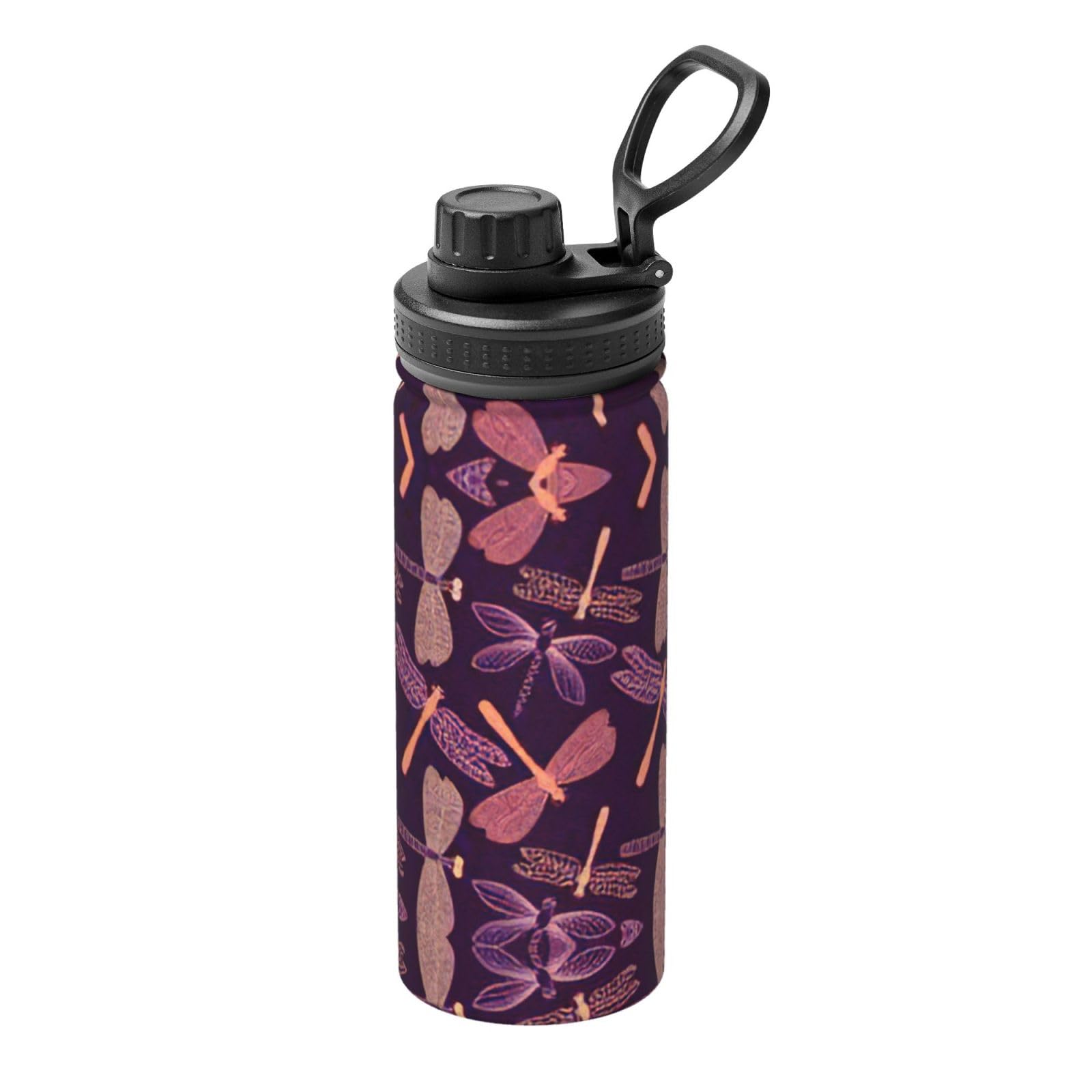 Kfjghhl Insulated Stainless Purple Dragonfly Steel Water Bottle For Sport Gym Travel Leak Camping Hiking Hydration