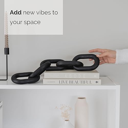 Miniatura 3 de PEAKOLY Wood Chain Link Decor - Modern Coffee Table Decor Items Black Chain Decor for Coffee Table Wooden Decorative Chain Bookshelf Decor Shelf